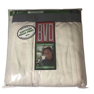 BVD Thermal Pant Cotton Feel Sz L 36 38 Cream Off White Pants Cold Weather NWT